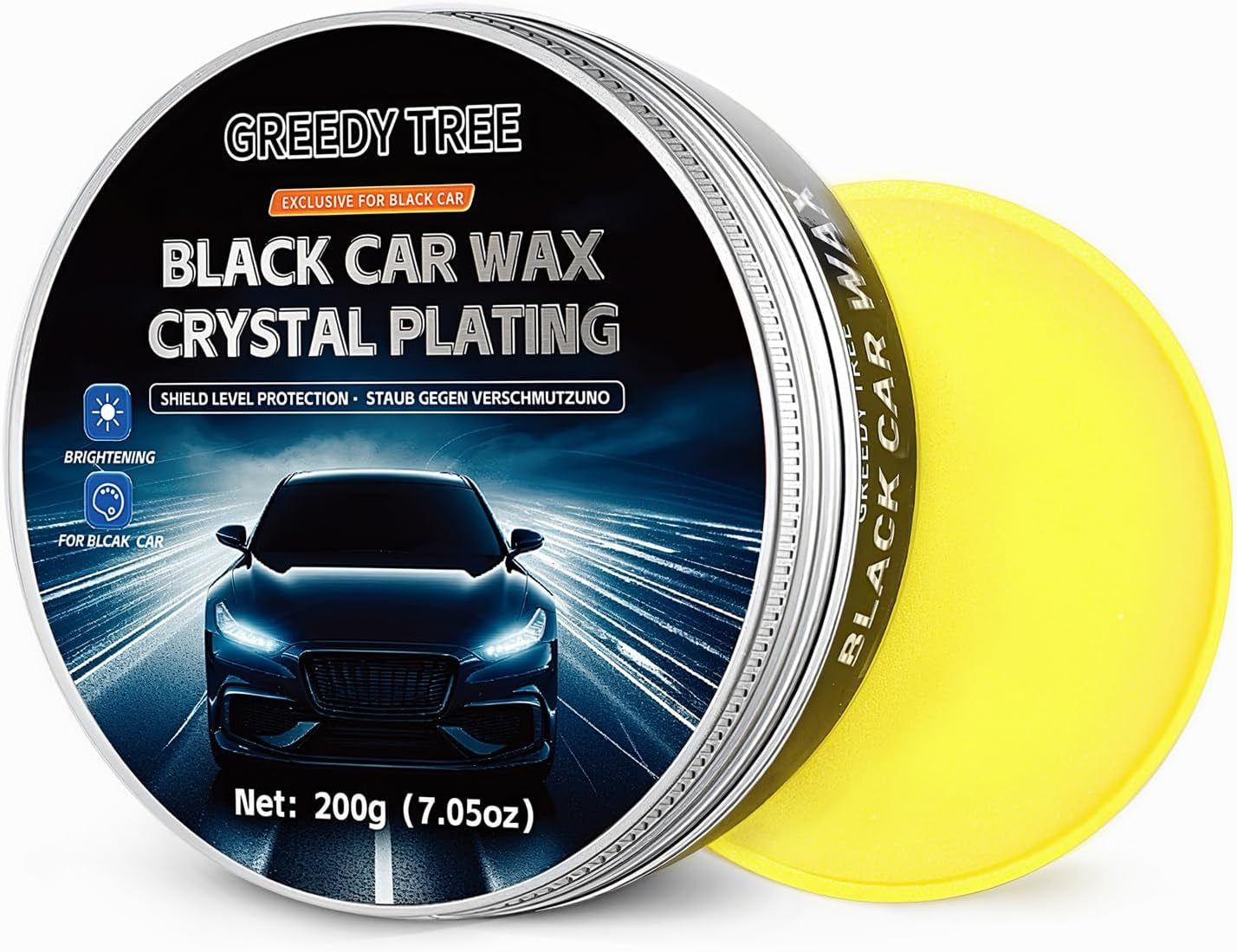 Car Paste Wax High Gloss Shine, Long Lasting Paint Protection, Superior Hydrophobic Water Repelling Properties, Natural Wax for Minor Scratch Repair and UV Protection, Safe for All Vehicles(Black)