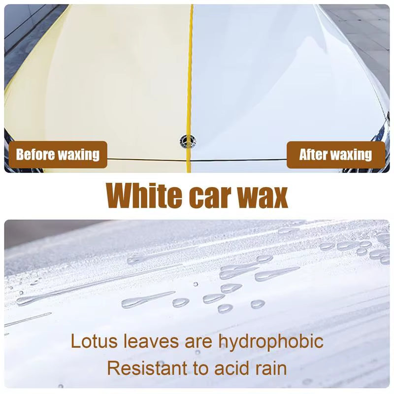 White Car Wax Polish for Scratches White Automotive Solid Wax Paste Car Scratch Remover Supplies for White Suv/Car/Rv Metal Logo