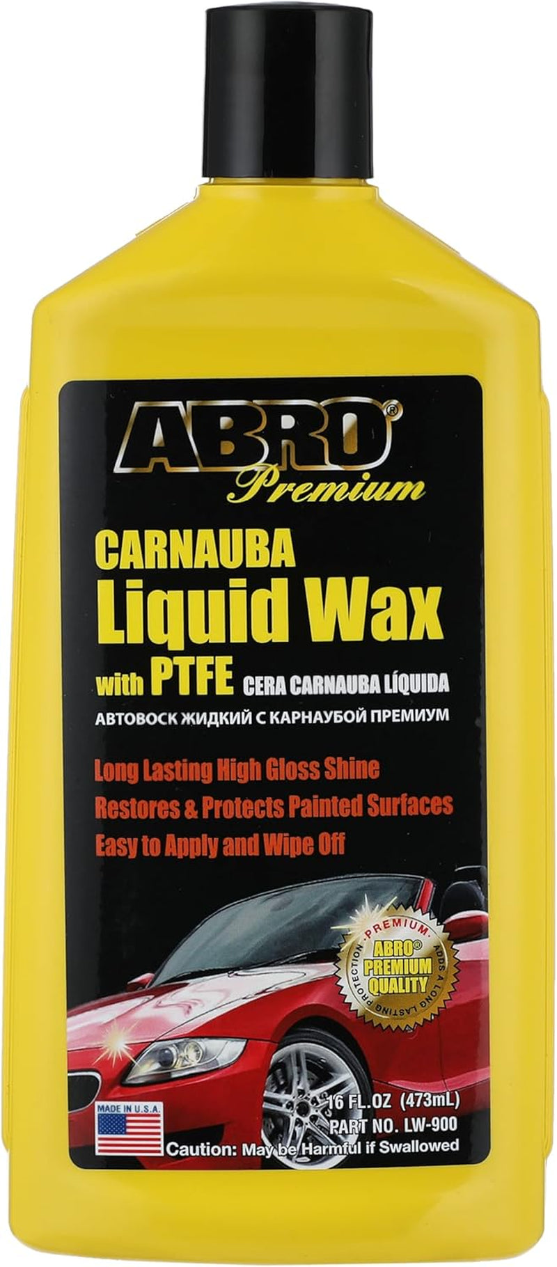 Liquid Carnauba Car Wax, 16 Oz., Easy Wipe, Weather-Resistant, Salt & Corrosion Protection, for All Painted & Metallic Surfaces, Cars, Boats, Rvs, Appliances, Tiles & More