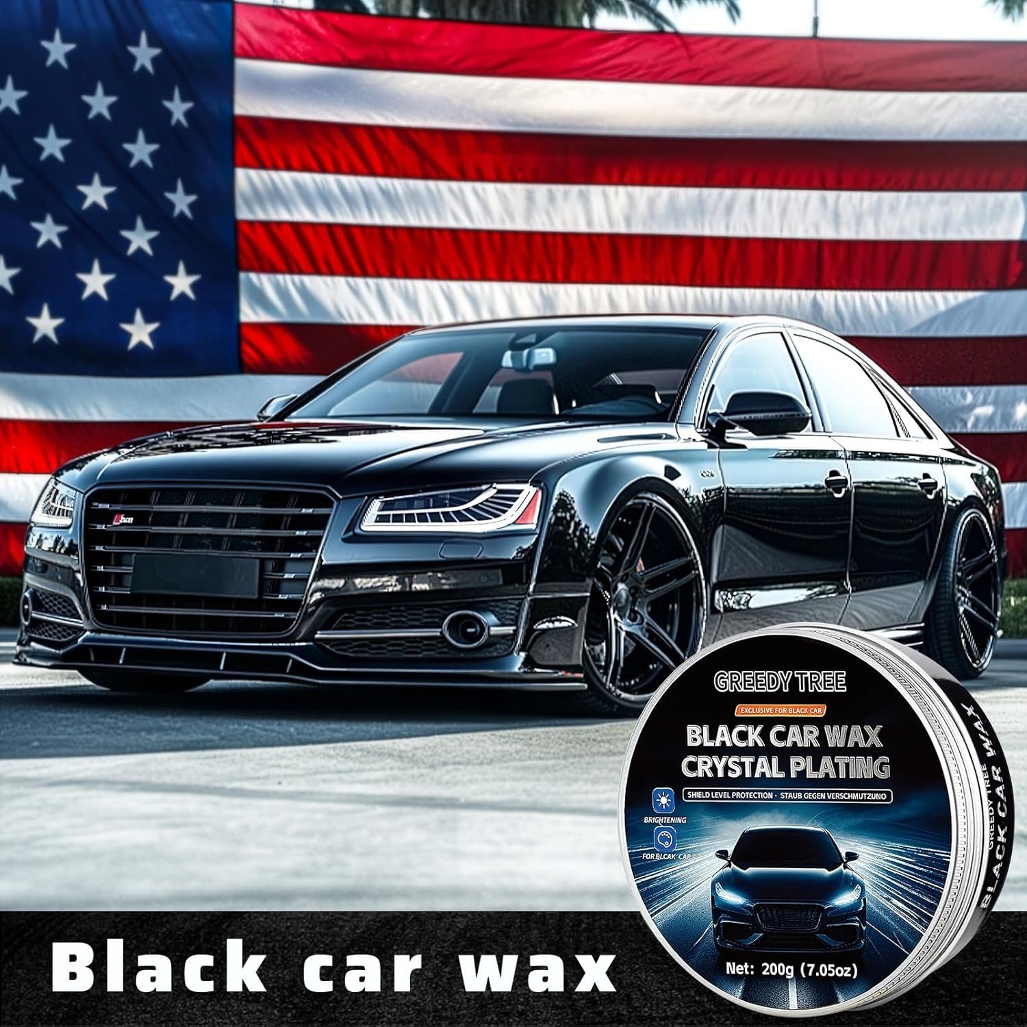 Car Paste Wax High Gloss Shine, Long Lasting Paint Protection, Superior Hydrophobic Water Repelling Properties, Natural Wax for Minor Scratch Repair and UV Protection, Safe for All Vehicles(Black)