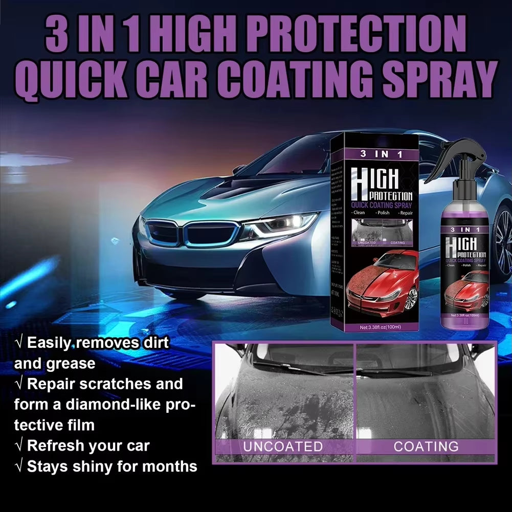 3 in 1 Car Ceramic Coating Spray Auto Nano Ceramic Coating Car Exterior Scratch Restorer Ceramic Spray Coating