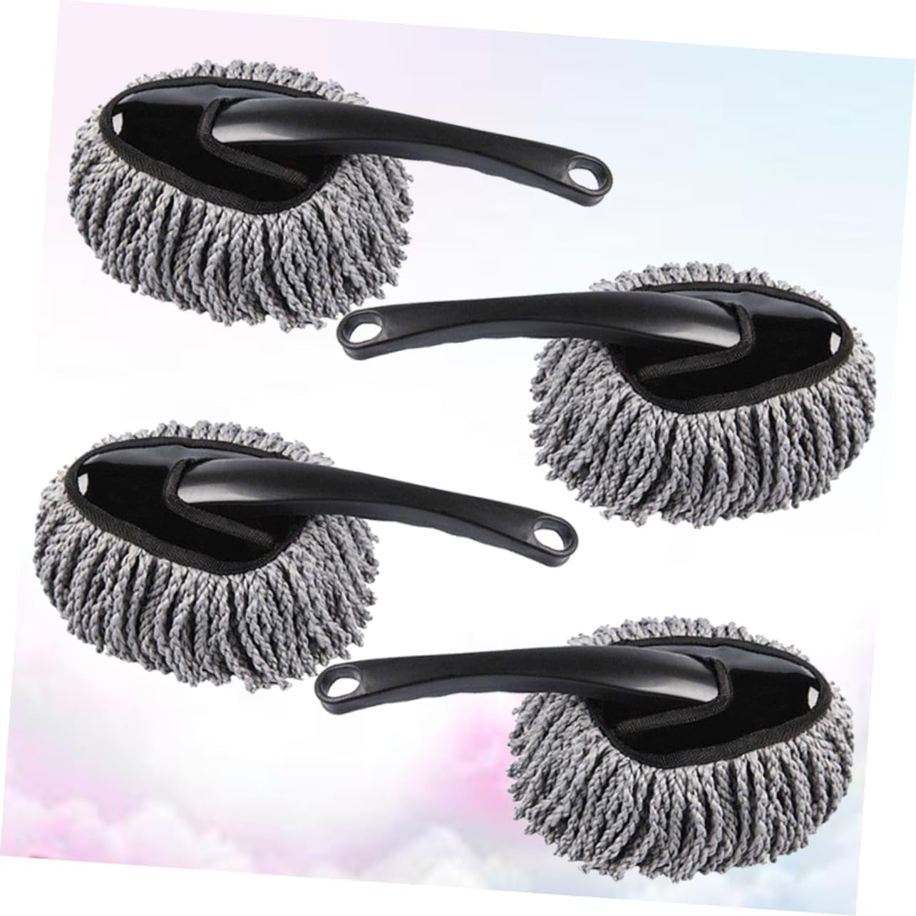 4Pcs Car Waxing Brush for Interior Cleaning Ergonomic Handle Microfiber Duster for Cars Home Use Grey Dust Removal Non-Scratch Design