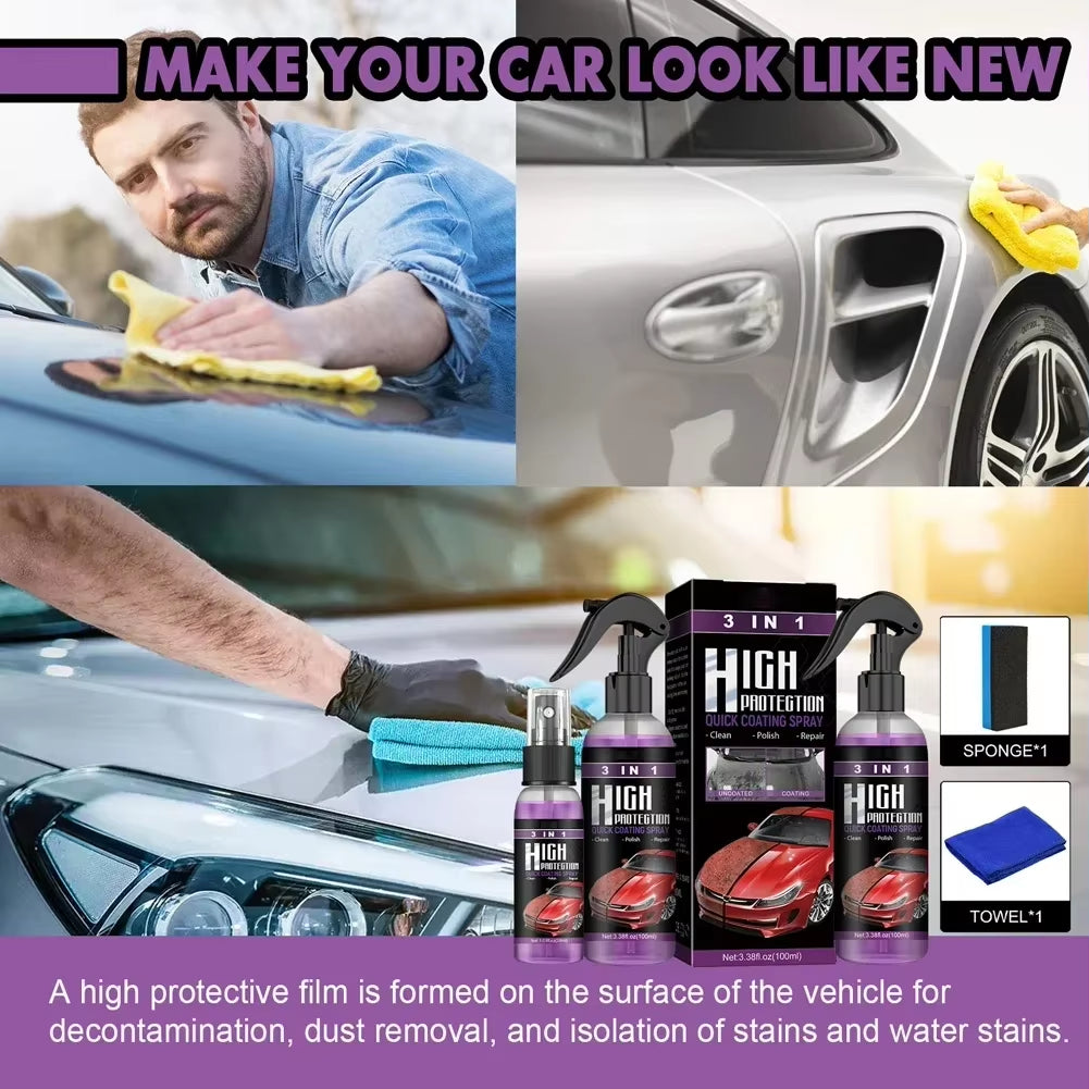 3 in 1 Car Ceramic Coating Spray Auto Nano Ceramic Coating Car Exterior Scratch Restorer Ceramic Spray Coating