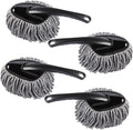 4Pcs Car Waxing Brush for Interior Cleaning Ergonomic Handle Microfiber Duster for Cars Home Use Grey Dust Removal Non-Scratch Design