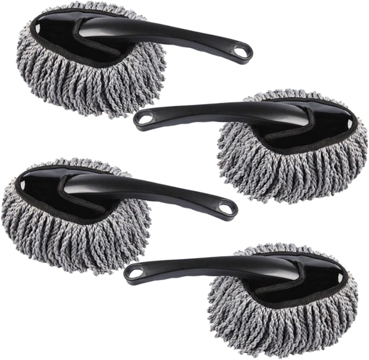 4Pcs Car Waxing Brush for Interior Cleaning Ergonomic Handle Microfiber Duster for Cars Home Use Grey Dust Removal Non-Scratch Design