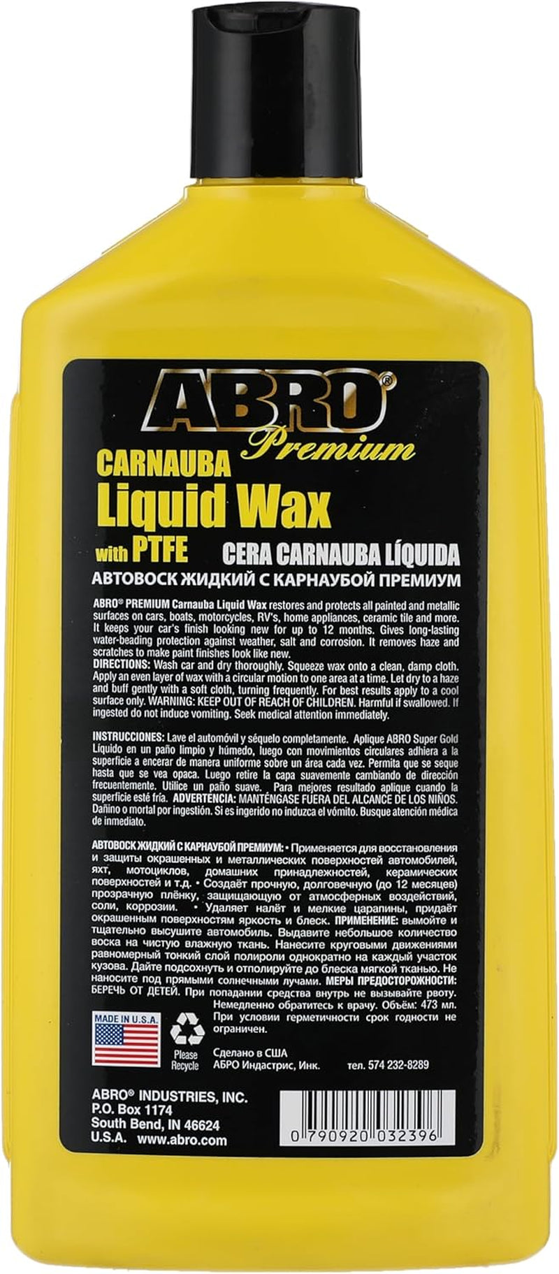 Liquid Carnauba Car Wax, 16 Oz., Easy Wipe, Weather-Resistant, Salt & Corrosion Protection, for All Painted & Metallic Surfaces, Cars, Boats, Rvs, Appliances, Tiles & More