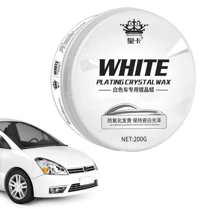 White Car Wax Polish for Scratches White Automotive Solid Wax Paste Car Scratch Remover Supplies for White Suv/Car/Rv Metal Logo