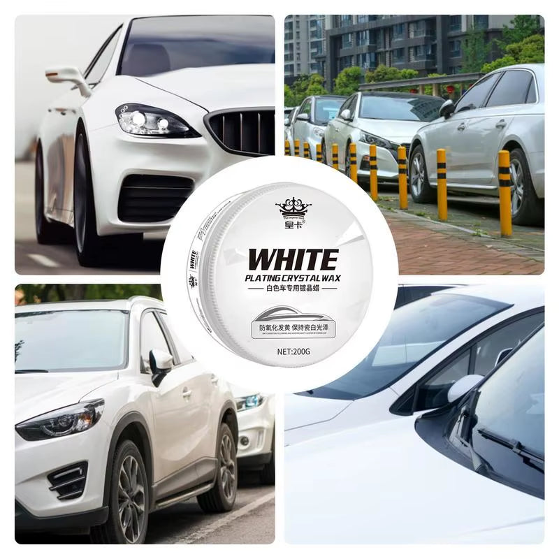 White Car Wax Polish for Scratches White Automotive Solid Wax Paste Car Scratch Remover Supplies for White Suv/Car/Rv Metal Logo