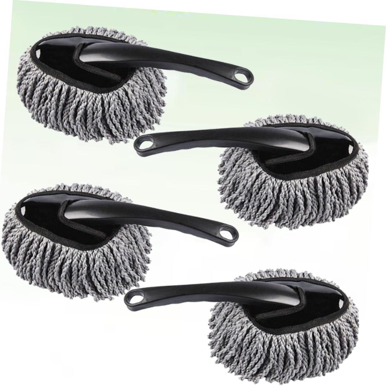 4Pcs Car Waxing Brush for Interior Cleaning Ergonomic Handle Microfiber Duster for Cars Home Use Grey Dust Removal Non-Scratch Design