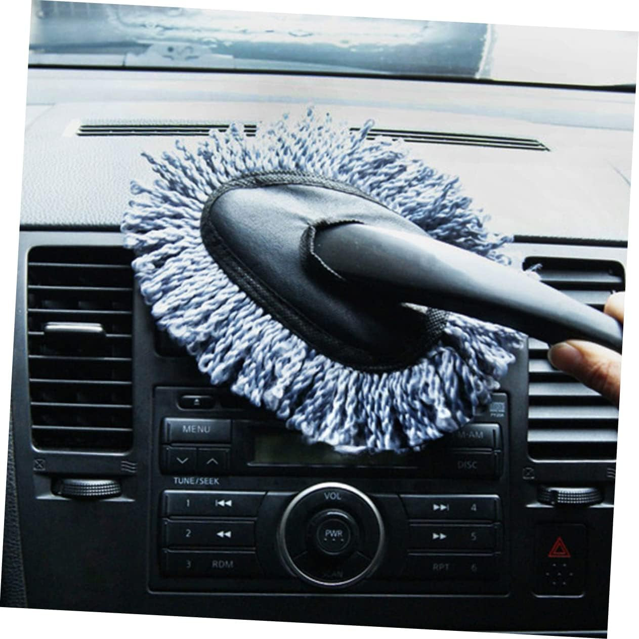 4Pcs Car Waxing Brush for Interior Cleaning Ergonomic Handle Microfiber Duster for Cars Home Use Grey Dust Removal Non-Scratch Design
