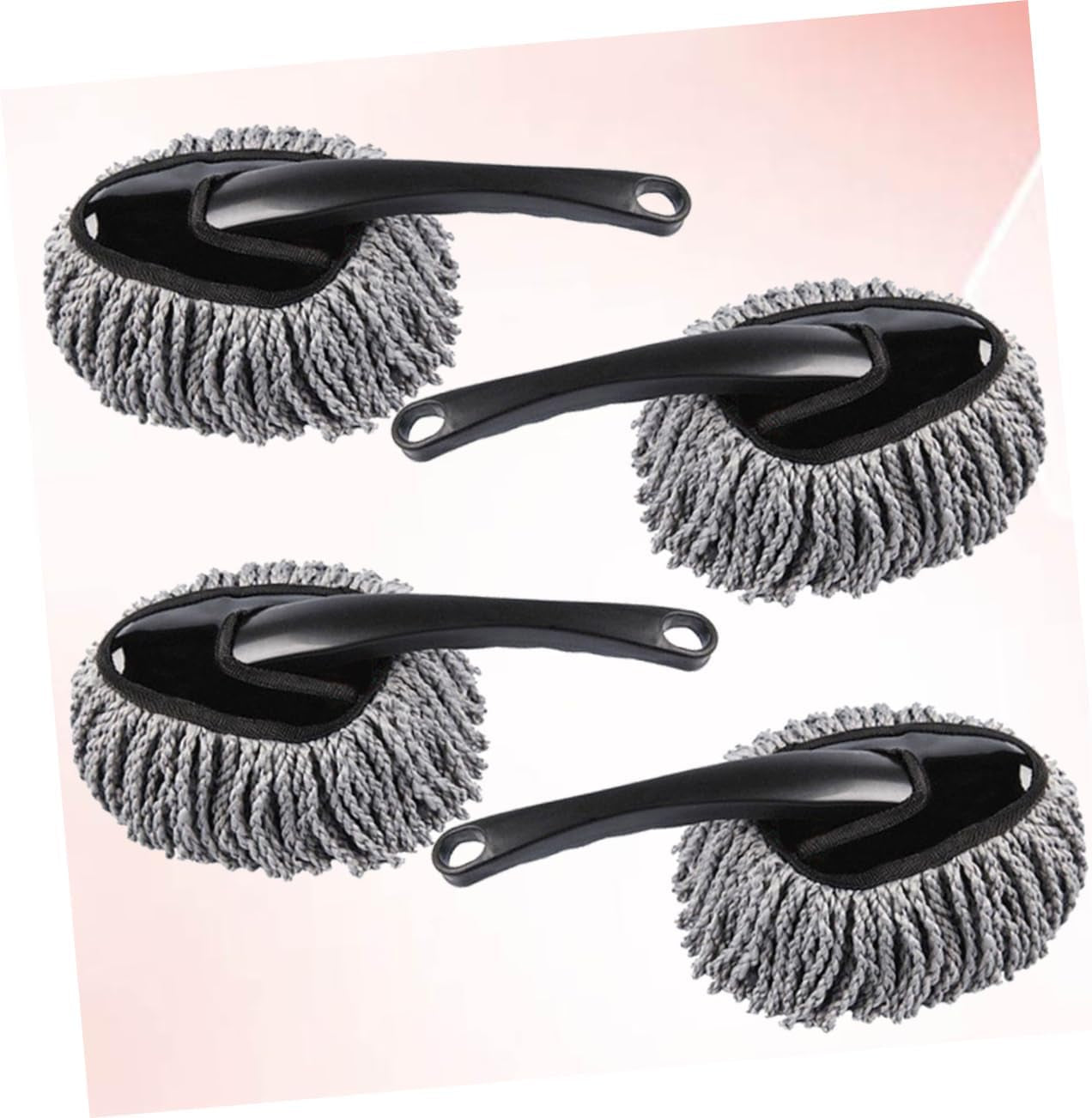 4Pcs Car Waxing Brush for Interior Cleaning Ergonomic Handle Microfiber Duster for Cars Home Use Grey Dust Removal Non-Scratch Design