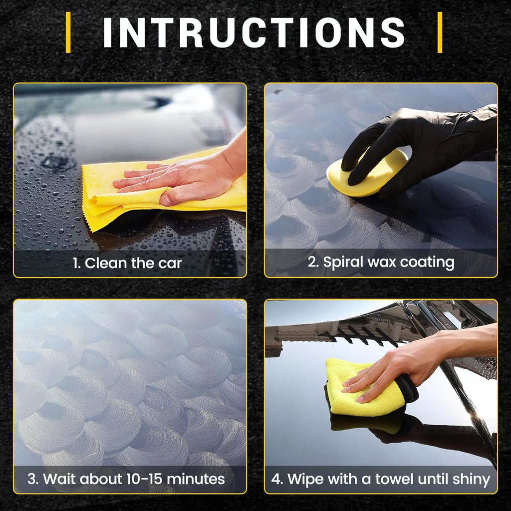 Car Paste Wax High Gloss Shine, Long Lasting Paint Protection, Superior Hydrophobic Water Repelling Properties, Natural Wax for Minor Scratch Repair and UV Protection, Safe for All Vehicles(Black)