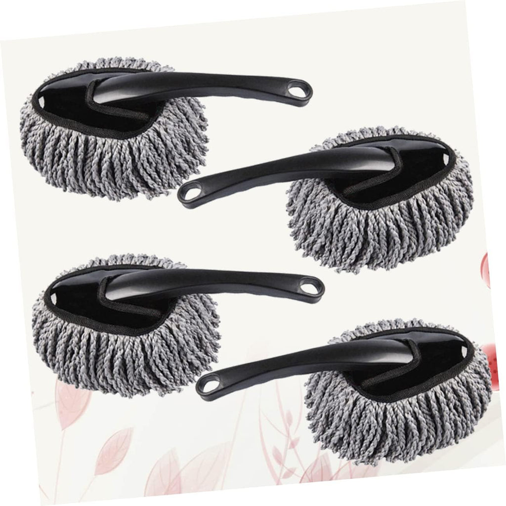 4Pcs Car Waxing Brush for Interior Cleaning Ergonomic Handle Microfiber Duster for Cars Home Use Grey Dust Removal Non-Scratch Design